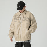 Beige Varsity Jacket Coat Men's Clothing Boys Autumn Jacket Leather Coat Men