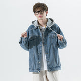 Paisley Denim Jacket Men's Autumn Casual Hooded Jacket