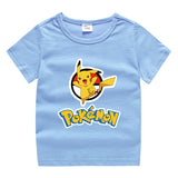 Children Pokemon Pikachu T Shirt Summer Short Sleeve Cotton Leisure Sports