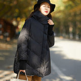 Women Winter Coats Puffer Jacket down Coat Vintage Stand-up Collar down Jacket Female Loose Stitching Drawstring