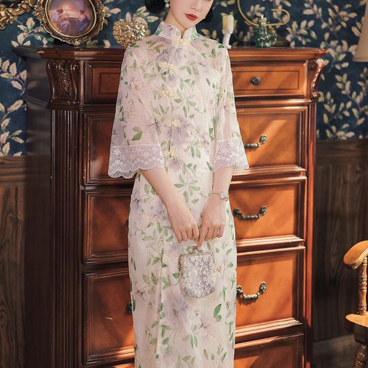 Women's Cottagecore Dress Seaside Holiday Dress Women's Summer Super Fairy Floral Chiffon Photo Clothes Beach Skirt Long Dress