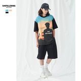 Preppy Aesthetic T Shirt Spring/Summer round Neck Loose Black, Short Sleeve