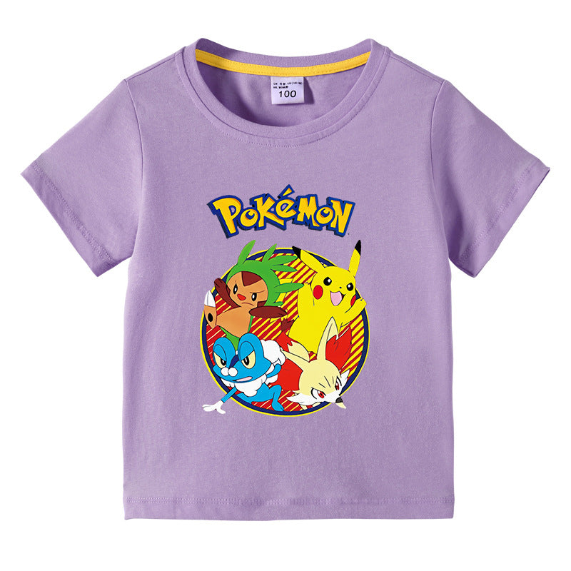 Children Pokemon Pikachu T Shirt Cotton T-shirt Casual Sports Cute