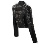 Women Leather Jacket Biker Motorcycle Coat Short Motorcycle Leather Coat