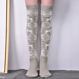 Winter Thick Knit Thigh High Socks Long Stockings Boot Knitted Pantyhose Long Bunching Socks