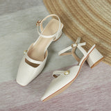 Nude Strappy Block Heels