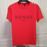 T Shirt Balmain T-shirt Short Sleeve Women's Clothing Cotton round Neck Letter Half Sleeve