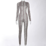Women's Round Stand Collar Chest Zipper Backless Long Sleeves Slim Fit Hip Raise One-Piece Trousers