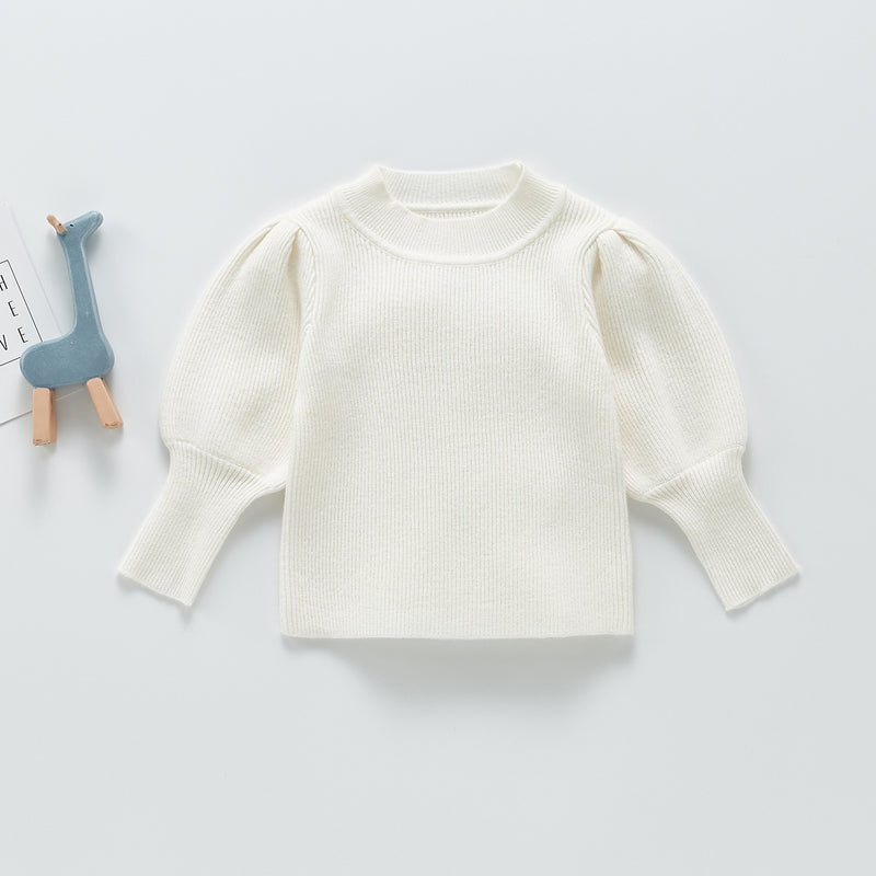 Spring Rompers Knitted Pullover Sweater Bubble Lantern Sleeve Knitted Top