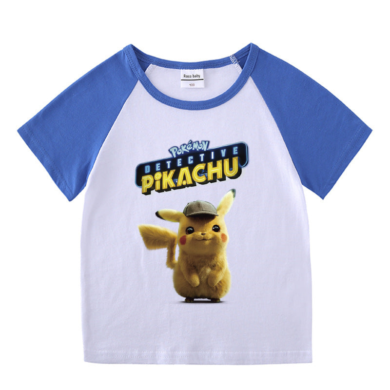 Children Pokemon Pikachu T Shirt Summer Clothing Short Sleeve T-shirt Leisure Sports