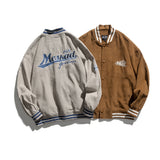 College Jacket Letter Embroidered Jacket Vintage Corduroy Loose Casual Baseball Jacket