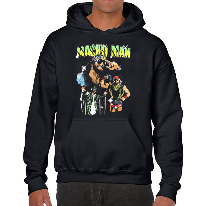 Macho Man Randy Savage Costume Printed Large Size Pullover Hooded Sweater Men's Top