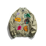 Black Varsity Jacket Autumn Drop Shoulder Badge Affixed Cloth Embroidered Baseball Jacket Jacket for Men