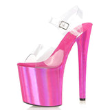 Hot Pink Heels Pink Solid Color High Heel Transparent Sandals Fish Mouth