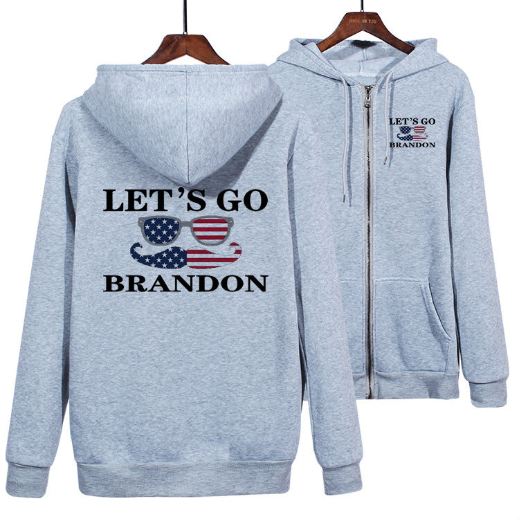 Let'S Go Brandon Hoodie English Letter Pattern Men And Women Hooded Zipper Sweatshirt