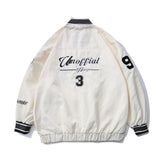 Beige Varsity Jacket Letter Embroidered Baseball Uniform Men's Autumn I Street Trend Loose Stand-up Collar Jacket
