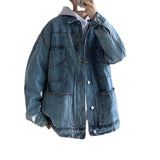 Paisley Denim Jacket Antique Dark Blue Denim Jacket Men's Loose Jacket