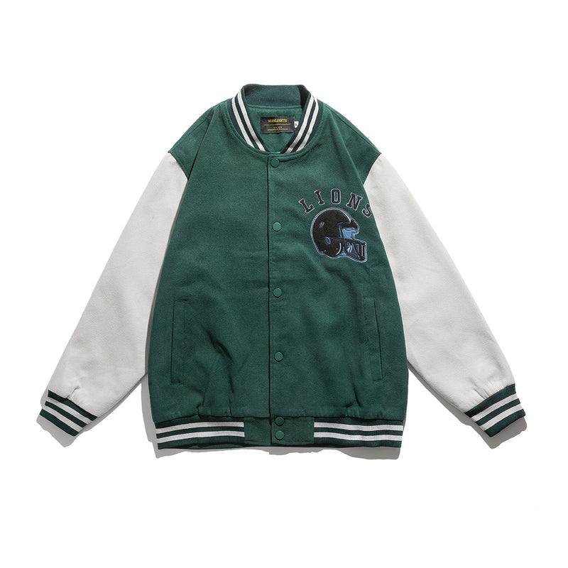 Vintage Letterman Jacket Autumn Style Rugby Patch Coat