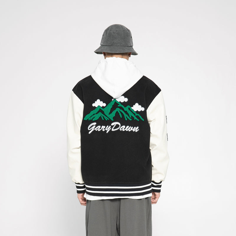 Blue Varsity Jacket Autumn Stitching Towel Embroidery Men's Baseball Uniforms Student Stand Collar Top Flight Suit