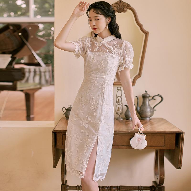 Women Cottagecore Dress Vintage White Dress Summer