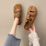 Women Open Toe Sandals Flats Round Toe Flat Bottom Casual Sandals