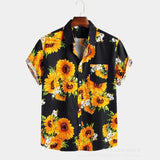 Men Hawaii Shirts Printed Shirt Cardigan Short Sleeve