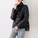 Women Winter Coats Puffer Jacket Down Coat Light Thin Short Double-Sided Different Color Contrast Color Down Jacket