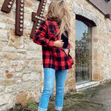 Women Fall Outfits Fall Mid-Length Plaid Coat Lapel Single Breasted Top