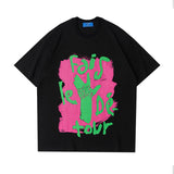 Oversized 90S T Shirt Spring/Summer Street Style Short Sleeve T-shirt Men's Contrast Color Graffiti Printing Top
