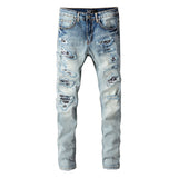 Amiri Jeans Casual Hip Hop Painted Slim Jeans Men #677