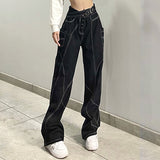 Julia Fox Low Rise Trousers Personality Design Loose Wide Leg