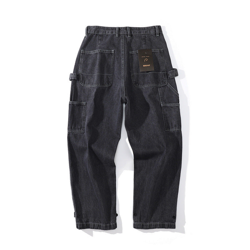 Mens Fall Outfits Vintage Loose Jeans Men's Straight Casual Hip Hop Wide-Leg Pants