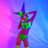 Women Rave Outfits Tops Sexy Big Show Collar Dancing Dress Stage Wear