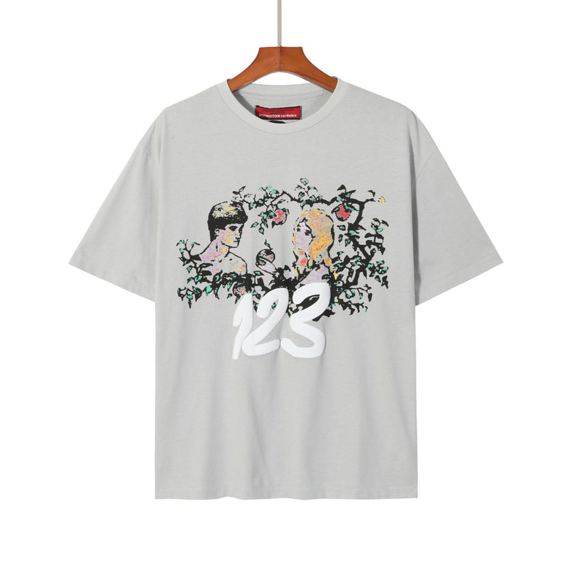 Rrr123 T Shirt Puff Print Graffiti Loose All-Match Retro T-shirt
