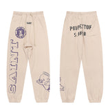 Saint Michael Sweatpant Angel Print Cotton Terry Casual Trousers for Men and Women