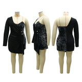 Nina Parker Black Dress Flannel Twill Sequin plus Size Dress