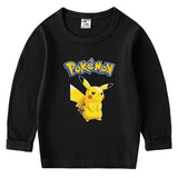 Children Pokemon Pikachu Hoodie Spring and Autumn Pikachu Bottoming Shirt Boys and Girls T-shirt