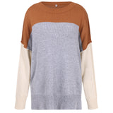 Women's Fall Outfits Knitwear Women's Autumn and Winter off-the-Shoulder Contrast Color Loose Sweater Women's