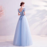 Women'S Evening Dress Ball Gown Princess Quinceanera Wedding Dresses Sexy Blue Evening Dress Banquet Host Formal Dress