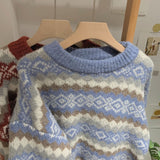 Fair Isle Sweater Cottagecore Outfits for Women Thick Thread Pullover Sweater Christmas Sweater