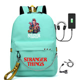 Stranger Things Hellfire Club Backpack Stranger Things Printed USB Backpack Student School Bag