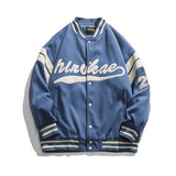 Baby Blue Varsity Jacket Spring Leisure Coat Loose Baseball Uniform
