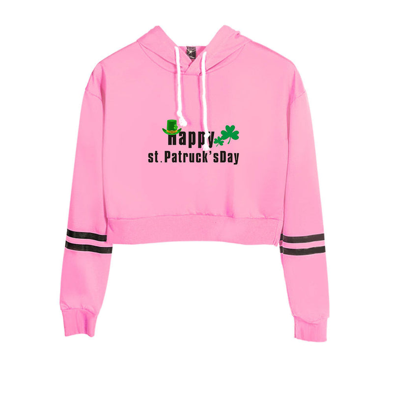 Saint Patrick's Day Closing High Waist Cropped Hoodie