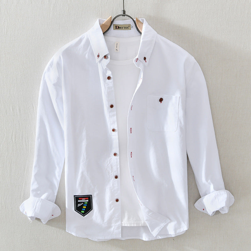 White Work Shirts Men's Casual Long-Sleeved Shirt for Spring and Summer