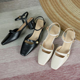 Nude Strappy Block Heels