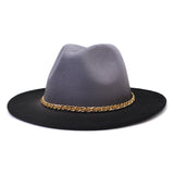 Cowboy Hats Flat Brim Broad-Brimmed Hat Autumn and Winter British Style Men and Women Fedora Hat