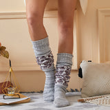 Winter Chunky Cable Thick Knit Thigh High Socks Long Stockings Boot Autumn Winter Retro Ethnic Style Woolen Yarn Socks