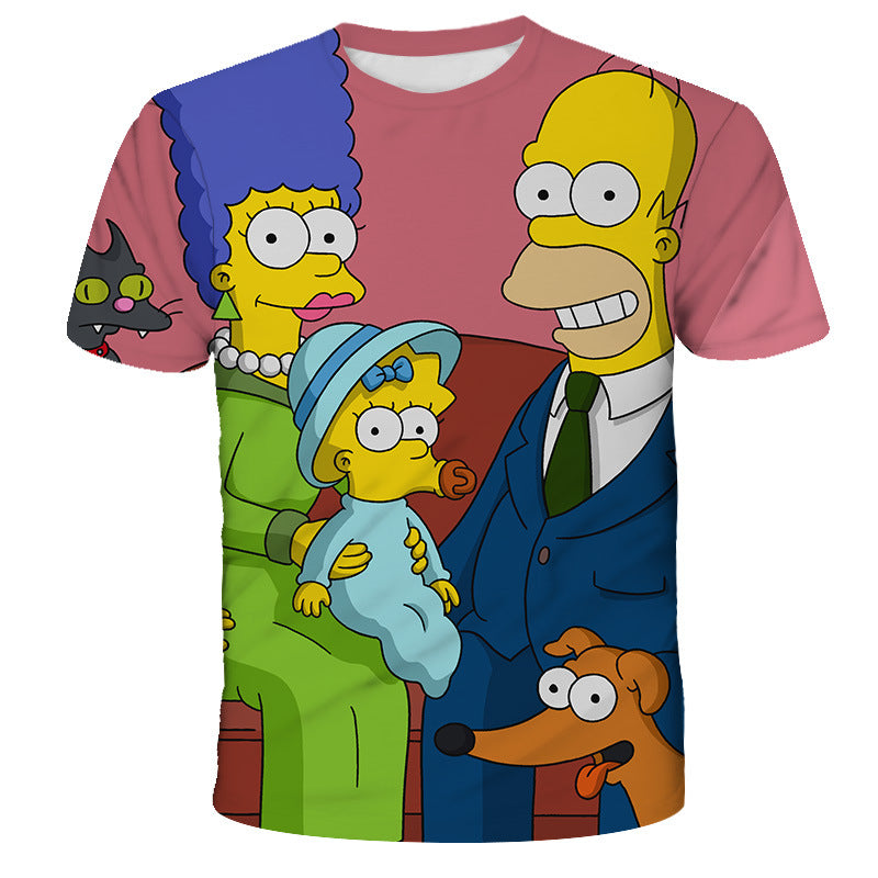 Homer Simpson Shirt Summer 3D Short-Sleeved Digital Casual T-shirt