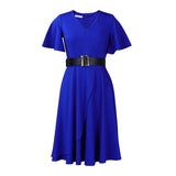 Nina Parker plus Size Dresses Bell Sleeve Solid Color plus Size Dress