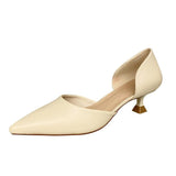 Nude Block Heels Pointed Toe Wine Glass Heel Work Shoes